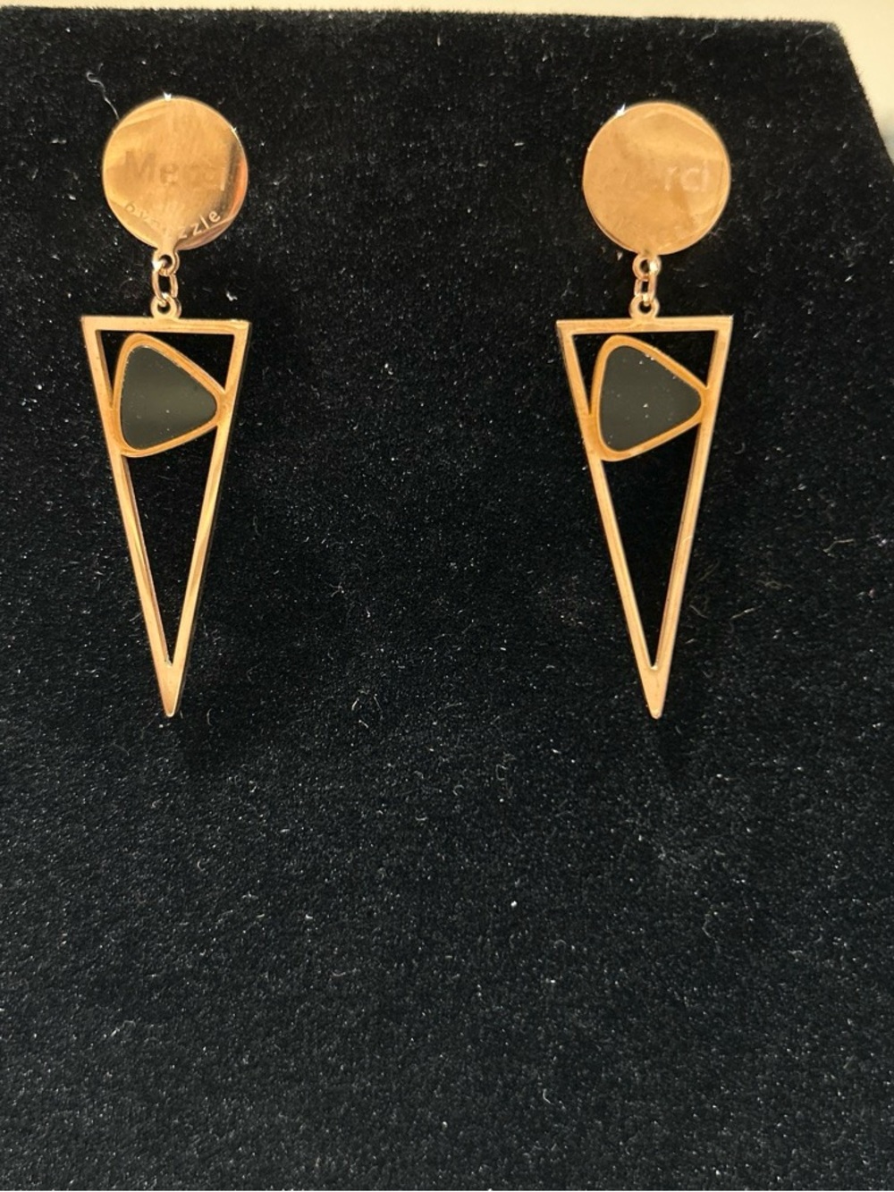 Gold-Tone Black Triangle Drop Earrings